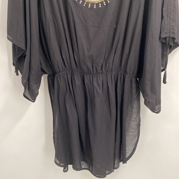 Kurt Geiger London Black Evil Eye Embellished Swim Cover Up Kaftan Size Medium - Picture 5 of 11